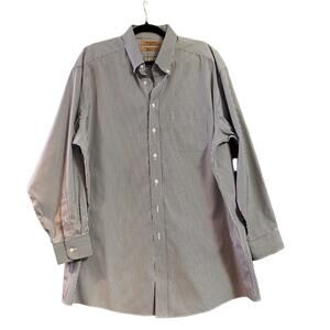 Roundtree & Yorke Gold Label Men's Striped Long-Sleeve Button-Down Top SZ 17/34
